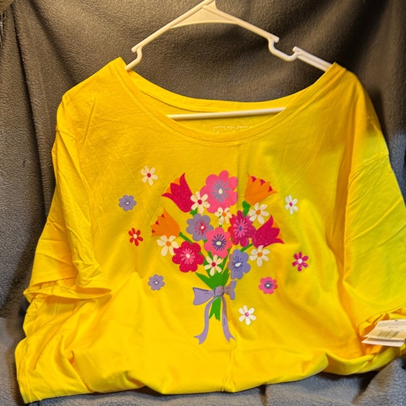 Just My Size Yellow Floral Short Sleeve Tee - Picture 3 of 4